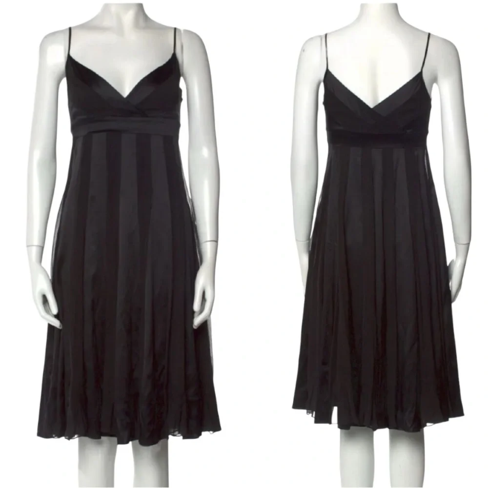 DVF Roma Silk Fit & Flare Dress. 
Elegant Black Spaghetti Strap Dress